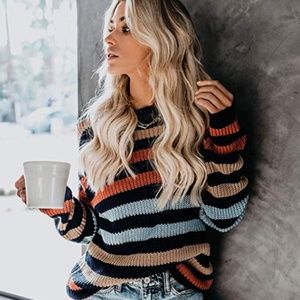 2004 Long Rainbow Striped Sweater